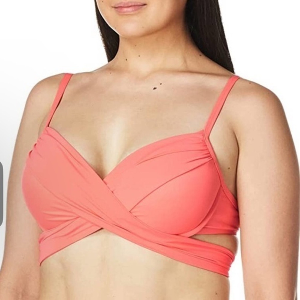 NWT La Blanca Island Goddes Wrap Underwire Push Up Bikini Top Bird of Paradise 8